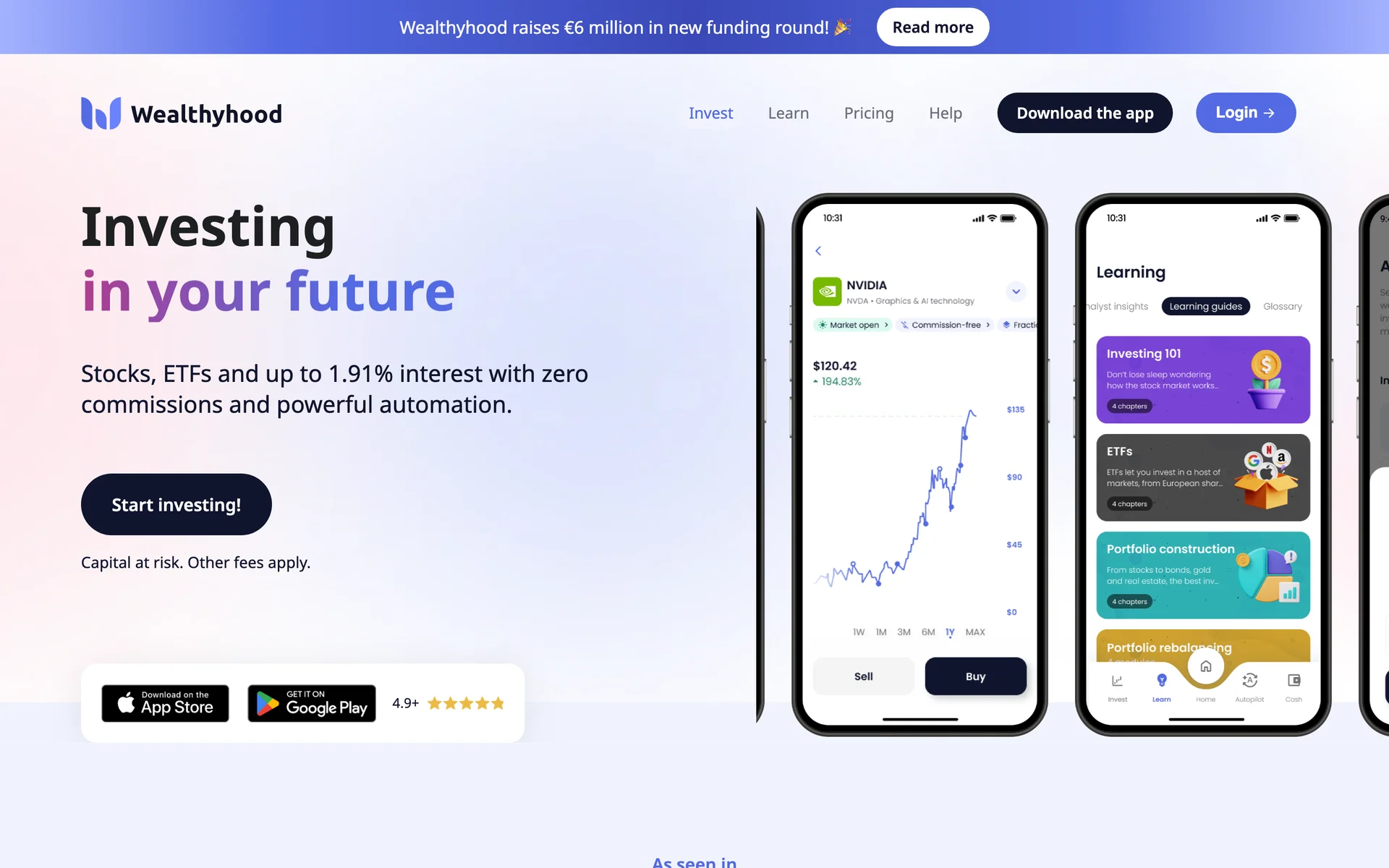 Wealthyhood website screenshot